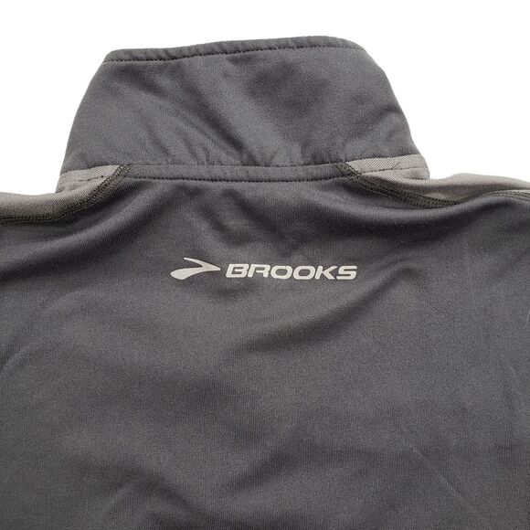 Brooks True Runner 1/4 Zip Pullover XS Women Gray Stand Up Spellout Thumb Holes - Picture 6 of 12